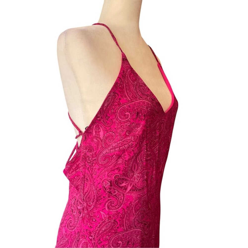 90s Vintage Pink Paisley Spaghetti Strap Dress Sz 8 Whimsigoth Fairy Wierdo Y2K - Picture 3 of 16